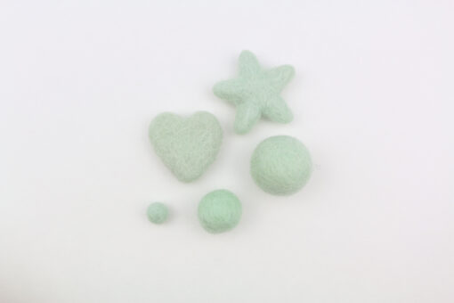 Filzkugeln Filzsterne Filzherzen Farbe mint