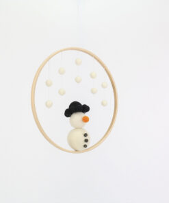 Schneemann und Schneeflocken im Holzring Weihnachtsdeko