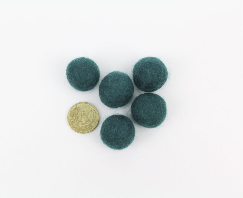Filzkugeln Größe 2,5 cm Farbe petrol-grün