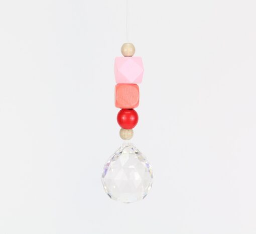 Sonnenfänger suncatcher mit Glaskristall und Holzperlen rosa